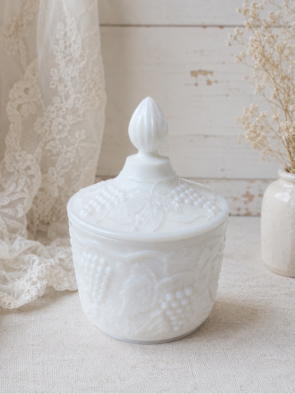 Milk Glass Collection Imperial 1950’s Covered Compote White Dish